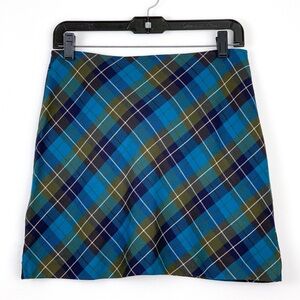 90s or Y2K plaid mini skirt by Jr-s.com vintage blue & olive green skirt size 7